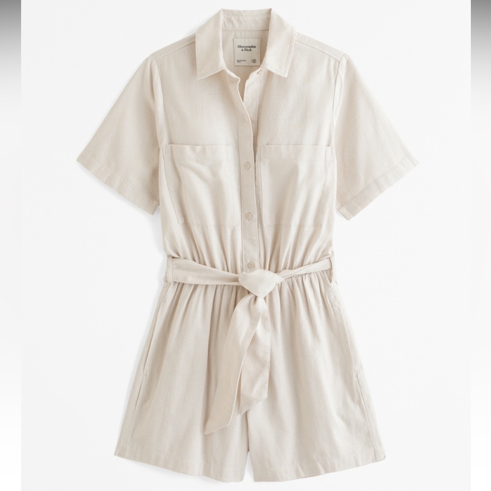Abercrombie Womens Linen Blend Utility Romper